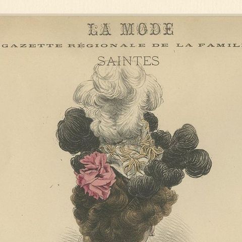 Pl. 3275 Antique Fashion Print of Ladies with Hats 'c.1895', close-up 1