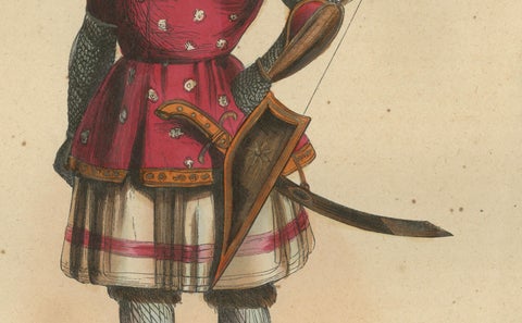 Circassian and Imeretian Princes in Traditional Attire, 1844 Lithographs, close-up 2