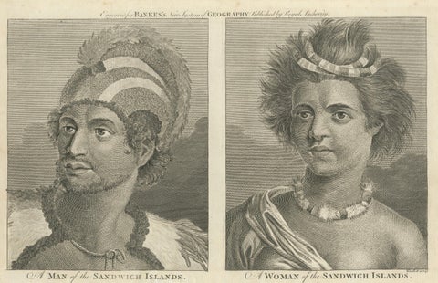 Portraits of Nobility from the Sandwich Islands (Hawaii), Published circa 1790, close-up 3