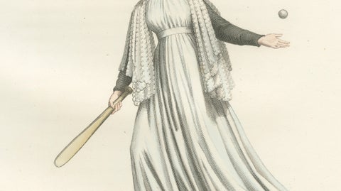 Medieval Tennis Costume Study, Hand-Colored Lithograph c.1845, close-up 3