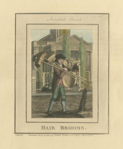 Hair Brooms, Shoreditch Church, Cries of London, 1804