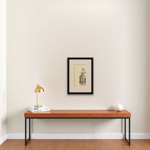 Javanese Lady of the Upper Class, Antique Wahlen Costume Print, 1843-1844, shown framed on a wall