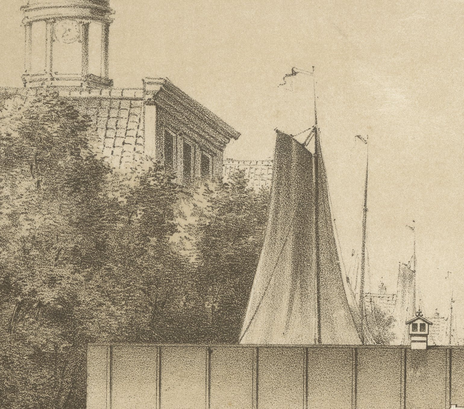 Steamboat Landing, Police Station, Dutch Architecture Print, Leliman, 1865-1866, view 2