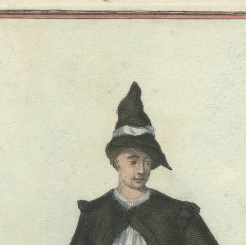 Copperplate Engraving of a Dutch Seaman’s Wife in Traditional Costume, 1703, close-up 5