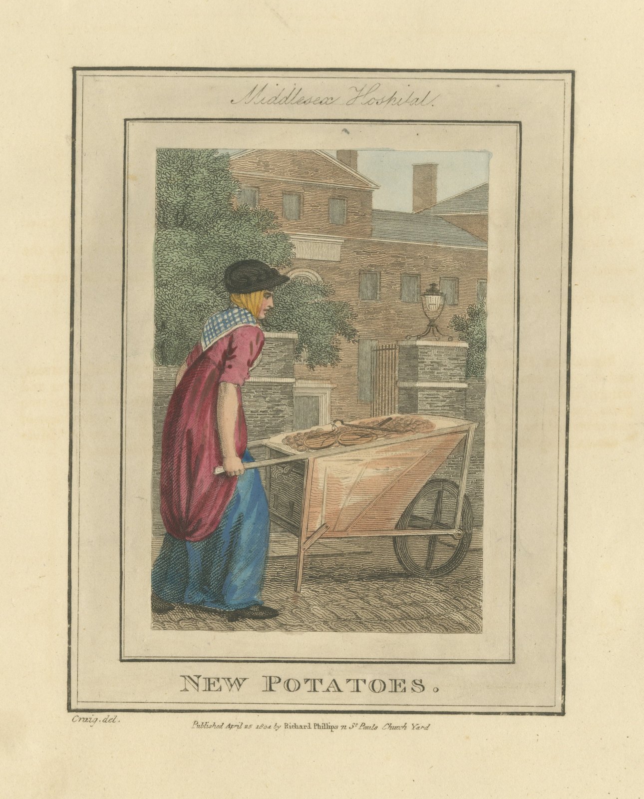 New Potato Seller at the Middlesex Hospital, Cries of London, 1804