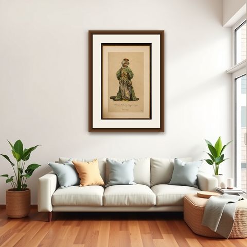 Habit of a Bashaw of Egypt, Elegant Ottoman Costume Engraving, 1749, shown framed in a room