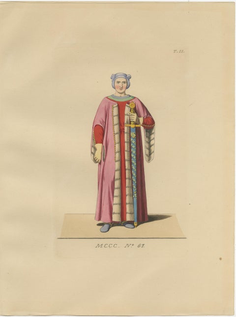 Set of 10 Hand-Colored Medieval Costume Prints by Paul Mercuri, Paris 1845, view 7