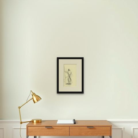 Native of Princess Marianne Strait, Antique Wahlen Costume Print, 1843-1844, shown framed on a wall