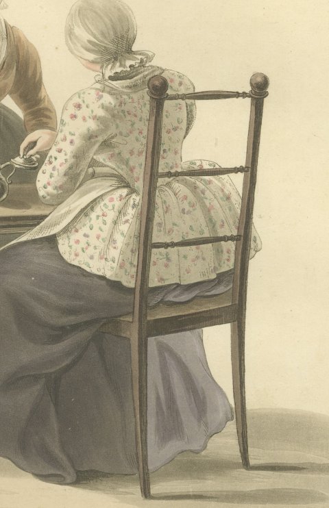 Women of Willemstad taking Tea, Antique Ackermann Print, 1817, close-up 3