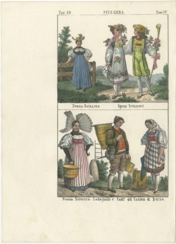 Swiss Woman, Swiss Bridal Couple and a Milkman of the Canton of Bern, 1842, view 2