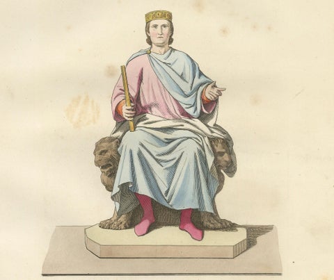 Royal and Noble Costume Prints: d'Anjou, Military Attire, Young Squire, 1845, close-up 3