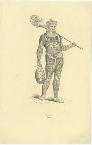 Noukahiwa, Oceania, Antique Wahlen Costume Print, 1843-1844, view 2