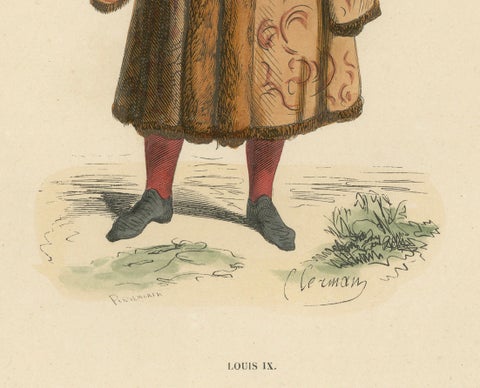 Louis IX: A Portrayal of French Royalty in Medieval Attire, Published in 1847, close-up 1