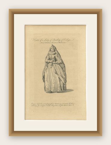 Lady of Quality of Cologne, Germany, Antique Costume Engraving, c.1795, shown framed
