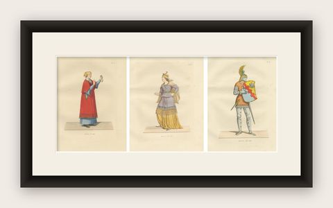 Sienese Nobility and Knight of the Knot in Lavish Medieval Costume. 1845, shown framed
