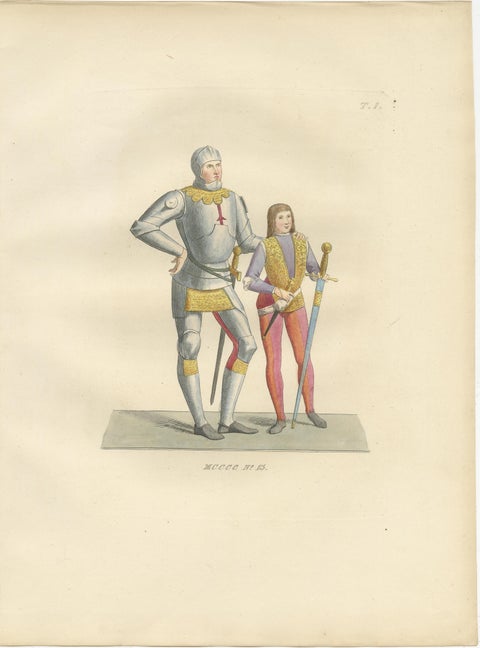 Italian Elegance and Armor in 15th Century Costume Prints, Published in 1845, view 4