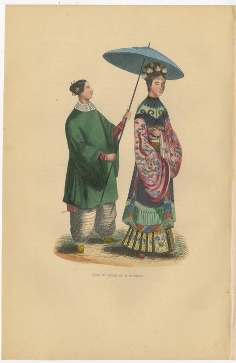 Chinese Cultural Figures in 1844 Wahlen Lithographs of Dress and Traditions, view 7