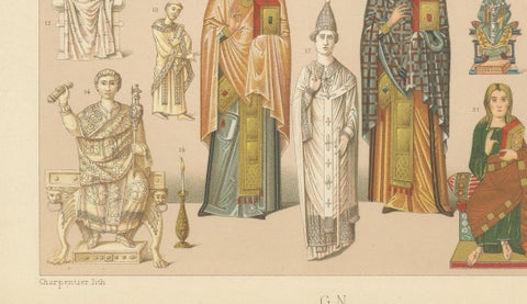 Byzantine Costume Study by Racinet, Imperial & Clerical Dress, 1888, close-up 4