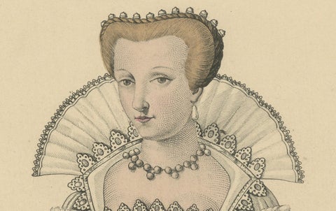 Antique Costume Print of Louise de Lorraine, Queen of France, 1900, close-up 2