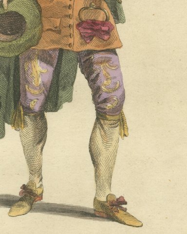 Spanish Knight of the Golden Key in 1700, Hand Colored Costume Plate, 1757, close-up 2