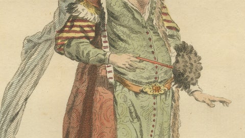 Tartar Princess Costume Print, Hand-Colored Engraving by Jefferys, 1749, close-up 3