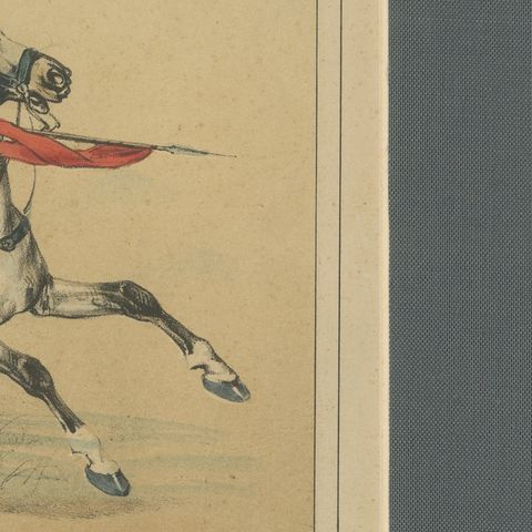 Spanish Cavalry Lithograph by José Rubio y Villegas: Lancers, 1861, close-up 4