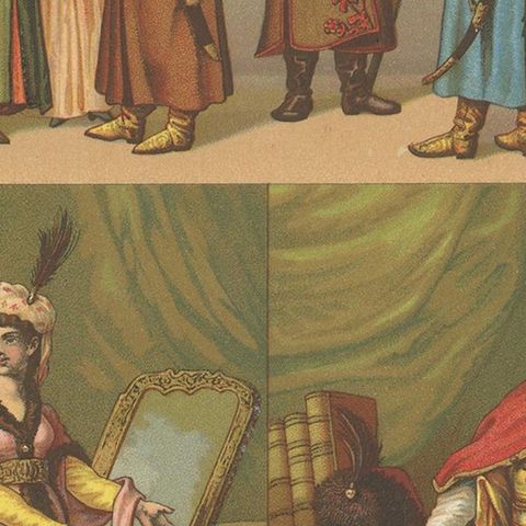 Antique Print of Polish Costumes Racinet, 'circa 1880', close-up 2