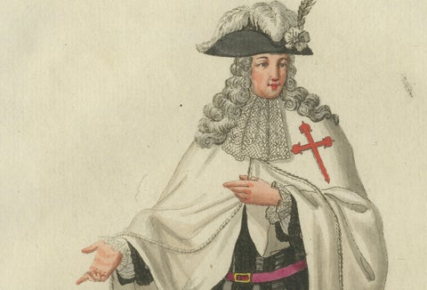 Knight of the Order of St. James in Spain - Historical Costume Engraving, 1791, close-up 2