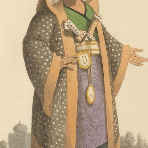 Antique Print of Colonel of Janizaries, the Military Costume of Turkey, 1818, close-up 2
