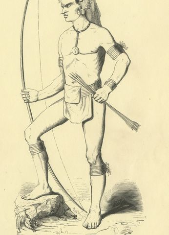 Native of Vanikoro, Antique Wahlen Costume Print, 1843-1844, close-up 1