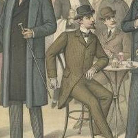 Original Handcolored Antique Fashion Print for Men, Published in October, 1898, close-up 2