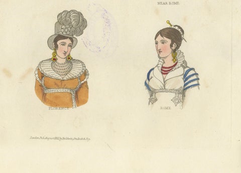 Italian Regional Costumes: Sarzana, Sesto, Rome and Florence, 1823, close-up 2