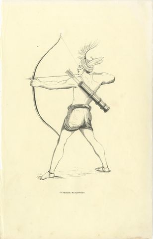 Mangowien Warrior, Antique Wahlen Costume Print, 1843-1844, view 2