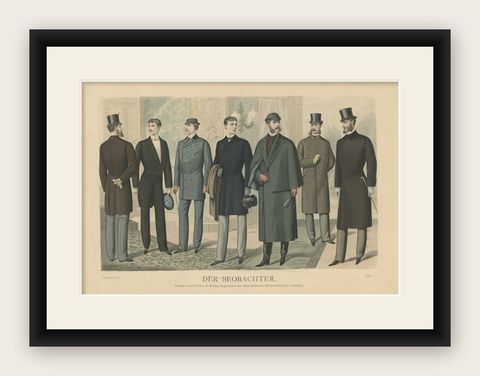 Antique Print of Fashion in February 1883 by Klemm & Weiss, circa 1900, shown framed