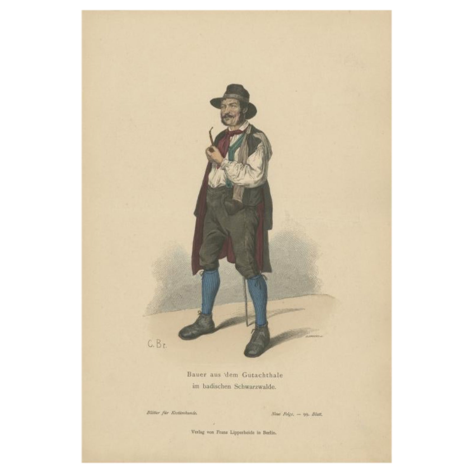 Antique Costume Print of a Farmer of the Black Forest, c.1880