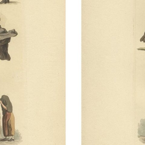 Hand-Colored Prints of Dutch and Flemish Costumes, Figures and Headwear, 1820, close-up 2