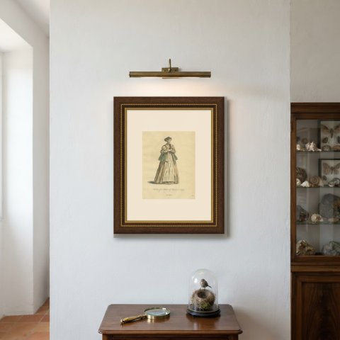 Matron of Meissen in Green Cape and White Apron, Costume of 1577, Jefferys 1757, shown framed on a wall