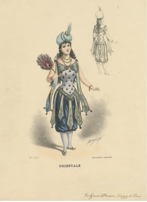 Antique Fashion Print, Lady in Oriental Costume by G. Donjean, c.1870, view 3