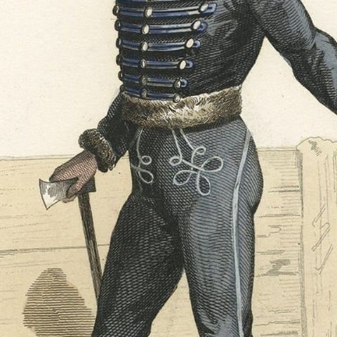 Print Depicting a Bourgeoise in Folk Costume from Jászsági, Lower Hungary, 1850, close-up 1