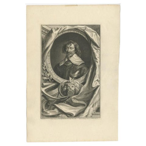Old Portrait of Robert Rich, English Colonial Administrator, Admiral and Puritan, view 2