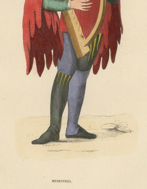 The Melancholic Minstrel: A Musical Performer's Attire, Published in 1847, close-up 1