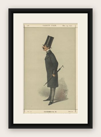 Victorian Statesman with Top Hat, Vanity Fair Statesmen Series, 1870, shown framed