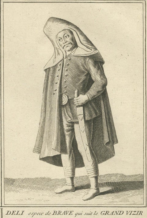 Ottoman Dervish Costumes and Soldiers from the 18th Century, Engraved in 1734, close-up 6