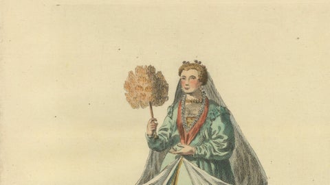 Italian Noble Lady Costume Print, Vicenza Fashion, 1749, close-up 4