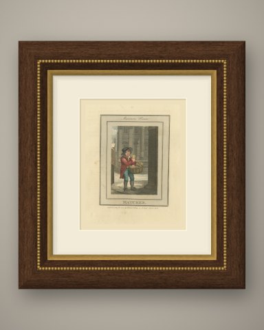 Boy Selling Matches at the Mansion House, Cries of London, 1804, shown framed