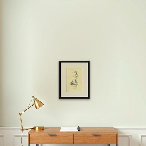Papuan of Dorey Harbour, Antique Wahlen Costume Print, 1843-1844, shown framed on a wall