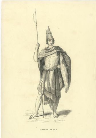 Native of the Island of Rotti, Antique Wahlen Costume Print, 1843-1844