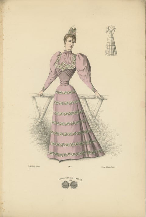 Victorian Splendor: Fashion Lithograph from the 1889 Exposition Universelle, view 2