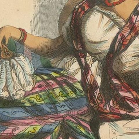 Antique Costume Print of a Young Mulatta by Wahlen, 1843, close-up 1