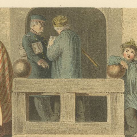 Harz Folk Costumes Chromolithograph Print, Village Scene, c.1875, close-up 6